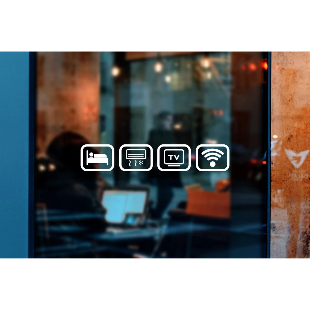 สติ๊กเกอร์ติดกระจก icon ร้านกาแฟ G0008 ขนาด 10x8 ซม. 4 แบบ