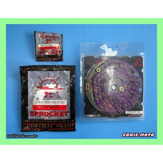 HONDA GROM125 MSX125 FRONT (12T) and REAR (28T) SPROCKET &amp; CHAIN 420N / 120L "VIOLET" SET // โซ่สีม่วง #สเตอร์หน้าหลัง