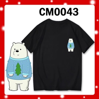 เสื้อยืดผ้าฝ้าย เสื้อยืดคริสต์มาส🌈LOCAL STOCK 圣诞节服装现货北极熊 CM0043 POLAR BEAR TREE MERRY CHRISTMAS TSHIRT XMAS WEBAREBEARS