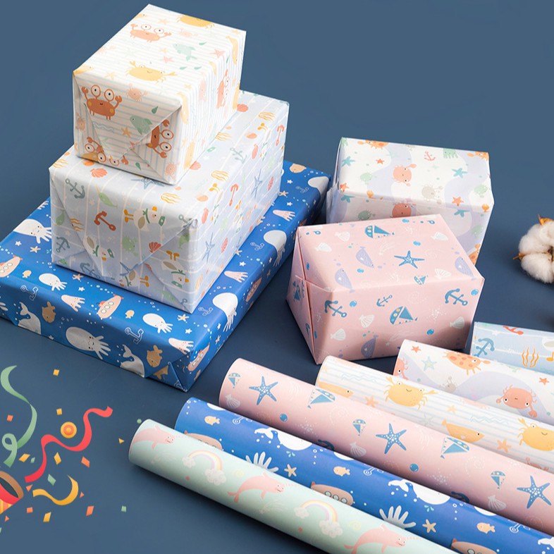 GIFT (สินค้าพร้อมส่งจากไทย) กระดาษห่อของขวัญ ลายน่ารัก น่ารัก หลายลาย หลายแบบ