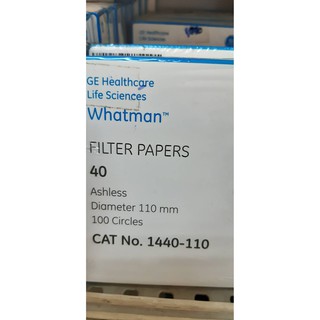 CAT No. 1440 กระดาษกรอง90-125 มม GE Healthcare Whatman FILTER  PAPERS 40 Ashless Diameter 110 mm 100 Circles CAT No. 14