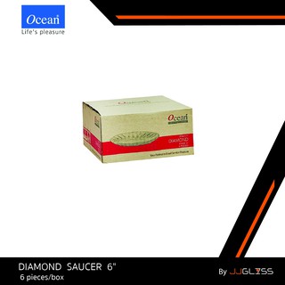 JJGLASS - (Ocean)  P00171 Diamond Saucer 6 - จานแก้ว ลายคริสตัลจานแก้ว ลวดลายเพชร Diamond Saucer 6 บรรจุ 6 ใบ