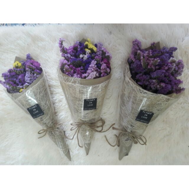 A01ช่อสแตติสห่อป่านธรรมชาติ ราคา 100 บาท