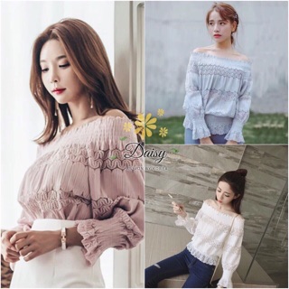 เสื้อเปิดไหล่ผ้าจอเจียร์