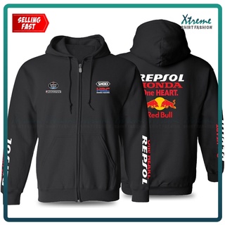 เสื้อกันหนาว มีฮู้ด ผ้าฝ้าย แบบบางพิเศษ แต่งซิป ลาย Honda Repsol Racing Team Hrc Motogp เหมาะกับของขวัญที่ดีที่สุด สําหรับผู้ชาย เพาะกาย ขับมอเตอร์ไซค์