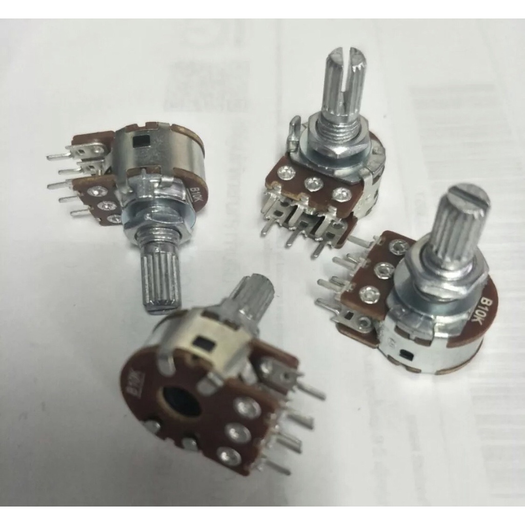 (4ชิ้น) B1K 6ขา วอลลุ่มแกน15มิลตัวต้านทานปรับค่า B1K6ขา .