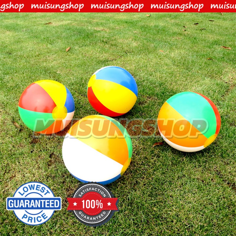 ลูกบอลชายหาดแบบเป่าลมขนาด 26 ซม. ลูกบอลเด็กเล่น ลูกบอลสีเป่าลม บอลเป่าลม BY MUISUNGSHOP