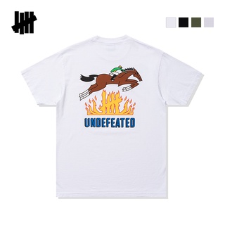 Undefeated เสื้อยืดแขนสั้น ผ้าฝ้าย พิมพ์ลายเปลวไฟ สําหรับผู้ชาย และผู้หญิงS-5XL