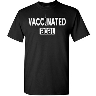 [S-5XL]เสื้อยืดลําลอง แขนสั้น คอกลม พิมพ์ลาย IM Vaccinated สําหรับผู้ชาย 544137