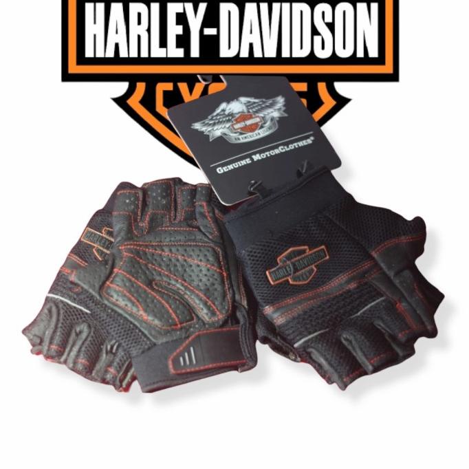Harley davidson ถุงมือหนัง แบบครึ่งนิ้ว ของแท้ สําหรับขี่รถจักรยานยนต์ รหัส 308