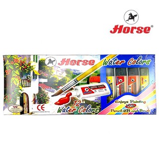 Horseตราม้า สีน้ำ 15 cc หลอดพลาสติก ชุด 12 สี