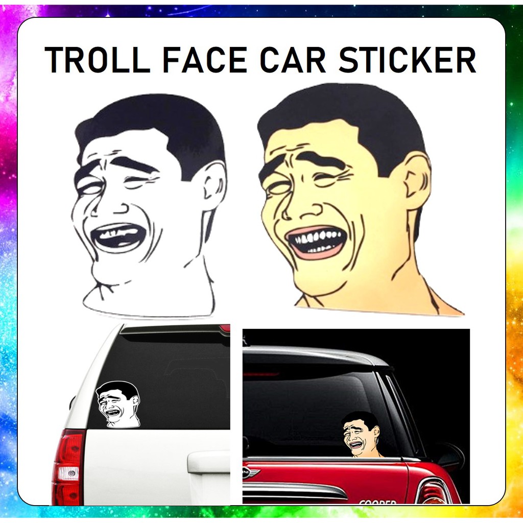 สติ๊กเกอร์ติดรถ Troll face. สติ๊กเกอร์กลางแจ้ง กันน้ํา