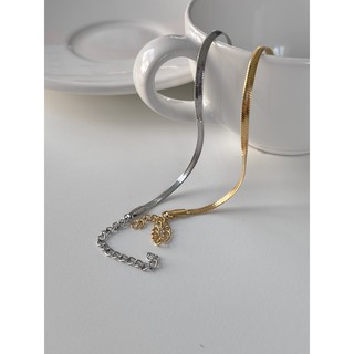 A.piece กำไลแสตนเลส [stainless steel &amp; gold plated] snake chain bracelet (208)