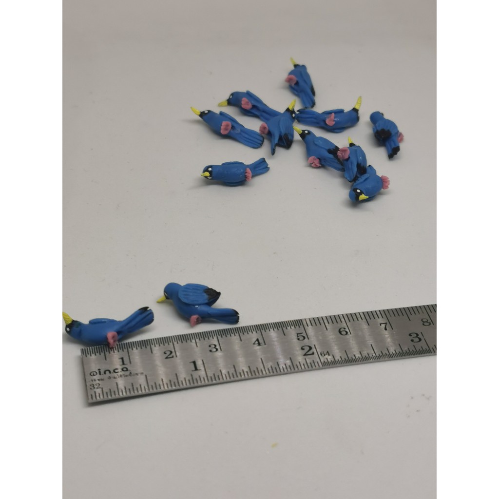 นกกระจอกสีน้ำเงิน  (Blue finch) นกจิ๋ว นก นกดินปั้น #ของจิ๋ว #ของตกแต่งสวน - รูปที่ 6