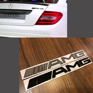 สติกเกอร์โลโก้สัญลักษณ์ Mecedes AMG C E S ML SL Class Black Chrome Benz สีดํา