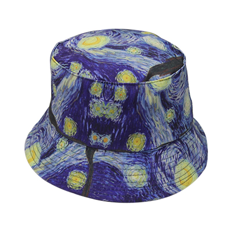 Van Gogh The Starry Night หมวกบักเก็ต กันแดด เข้ากับทุกการแต่งกาย สไตล์ชาวประมง แฟชั่นสําหรับผู้ชาย และผู้หญิง