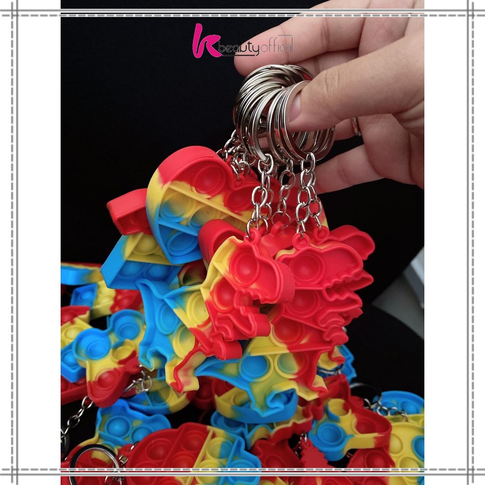 GANTUNGAN KB-M131 Pop It พวงกุญแจ Pop It ของเล่น Rainbow Fidget ตัวละคร Push Pop It Rainbow Pop Its
