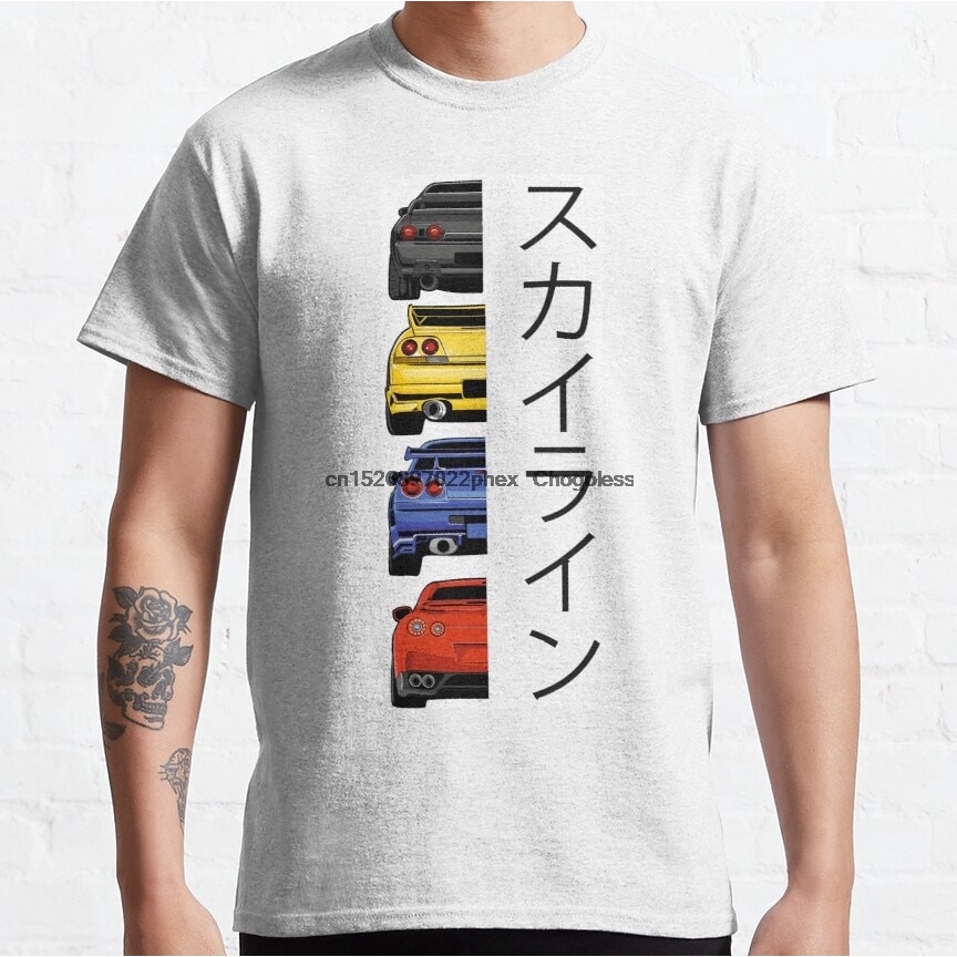 QWE122EV ผ้าฝ้ายที่ไม่ซ้ํากัน s Nissan Skyline GTR R32 R33 R34 R35 Wo เสื้อยืดผู้ชาย AF123SD42010
