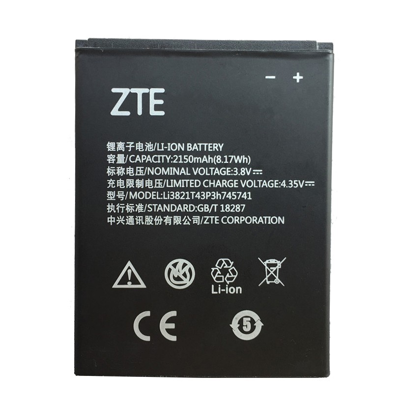แบตเตอรี่  ZTE L5 Plus สำหรับ ZTE ใบมีด T520 สำหรับ ZTE ใบมีด SS C370 L0510 3.8V 2150mAh Li3821T43P3