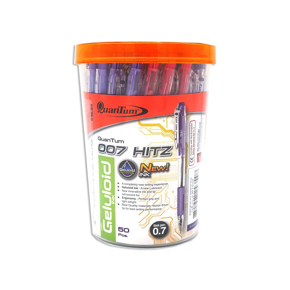 ปากกาควอนตั้ม007Hitz 50ด้าม สีน้ำเงิน ด้ามคละสี