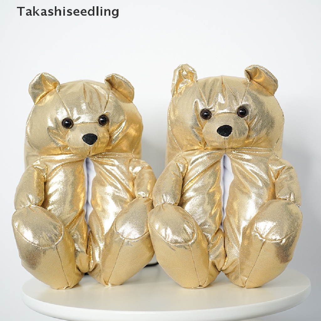 (Takashiseedling) Teddy Bear women christmas plush slippers Cartoon Cute Bear House Flip Flop Shoe Hot Sale