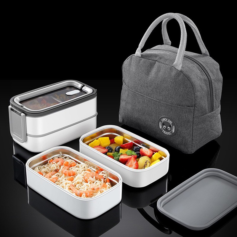 Double layer Stainless Lunch Box Steel Separated Bento Box Portable