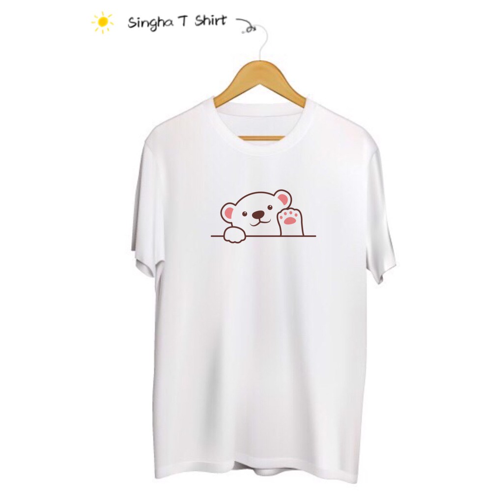 SINGHA T-Shirt เสื้อยืดกสรีนลาย Say Hi Ice Bear