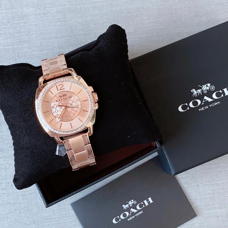นาฬิกา COACH 14503142 BOYFRIEND Logo Stainless Steel Rose Gold Women's Watch ของแท้