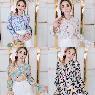 💖New💖(พร้อมส่ง) เสื้อญาญ่า เสื้อเชิ้ตคอปก กระดุมหน้า เสื้อแขนญาญ่า(ผ้าไหมอิตาลี)