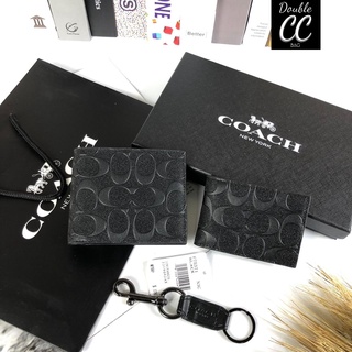 (แท้ 💯%‼ Factory ไม่ใช่งานออก Shop) CO ACH Compact Id Wallet In Signature Leather Set