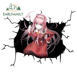 Earlfamily สติกเกอร์ Pvc ลายอนิเมะ DARLING in the FRANXX Zero Two Car ขนาด 13 ซม. x 10 ซม. สําหรับตกแต่งกระจกหน้ารถยนต์