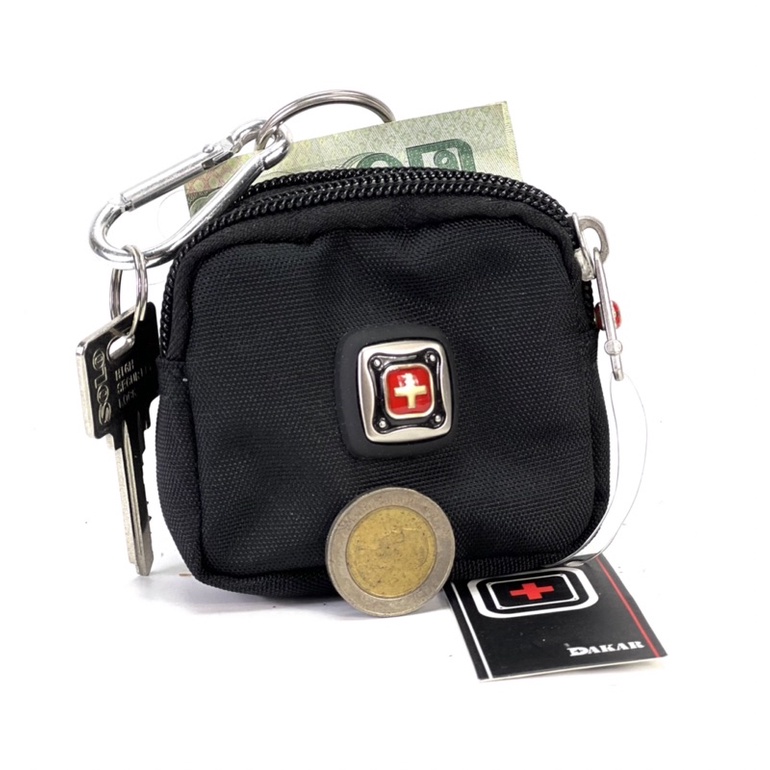 Chinatown leather กระเป๋าผ้าDAKARร้อยเข็มขัด ผ้าซิปคู่+ช่องหน้าใส่ แบงค์ เหรียญ บัตร แว่นส่องพระ บุหรี่