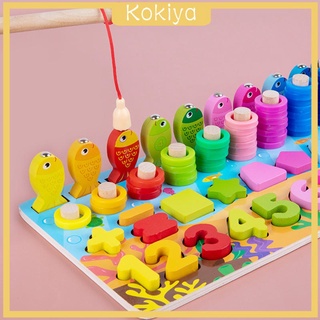 [KOKIYA] Wooden Number Shape Sorting Stacking Rings Toys Sensory Toys for Boys Girls