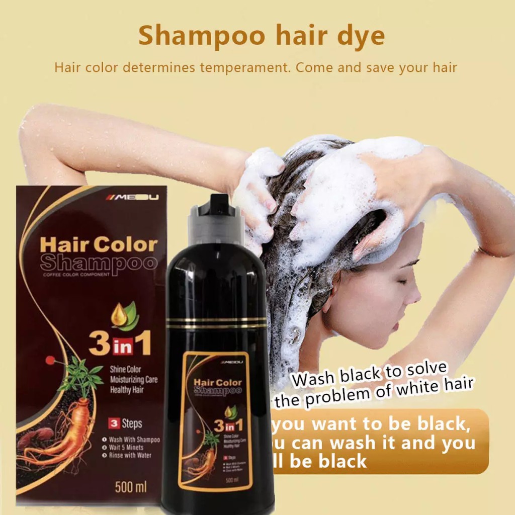 แชมพูปิดผมหงอก Meidu Hair Dye Shampoo 3in1 ย้อม บำรุง ปิดผมขาว Shopee Thailand 3722