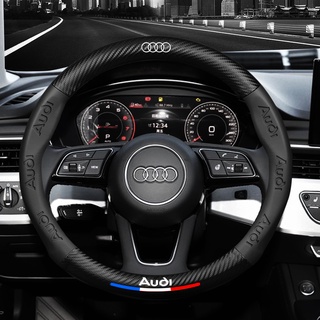 ปลอกหนังหุ้มพวงมาลัยรถยนต์ คาร์บอนไฟเบอร์ สําหรับ Audi A2 A3 A4 A6 A6L A8 Q7 Q4 Q2 Q3 Q5 Q8 TT B5 RS4 S8 RS3