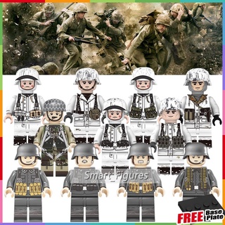 Paratrooper Minifigures WWII กองทัพเยอรมัน Medic Snow Camouflage Troops Snow Soldiers Mini Figures ของเล่นของขวัญ