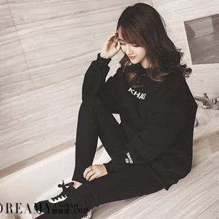 *พร้อมส่ง* SP9340 เสื้อแฟชั่น แขนยาว ลาย KHAKI สีดำ