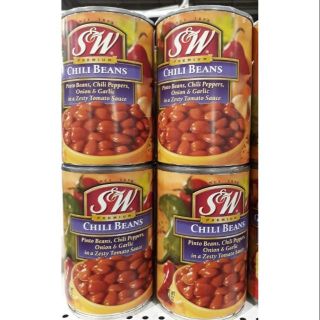 🔥สินค้าขายดี!! S&amp;W ถั่วในซอสพริก 439g/กระป๋อง CHILLI BEANS บรรจุกระป๋อง อาหารกระป๋อง