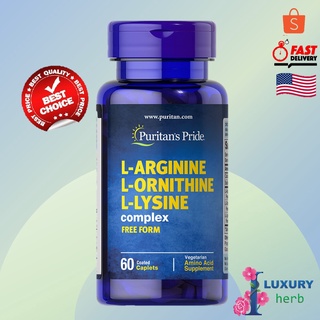 Puritans Pride L-Arginine L-Ornithine L-Lysine 60 caplets exp02/2026