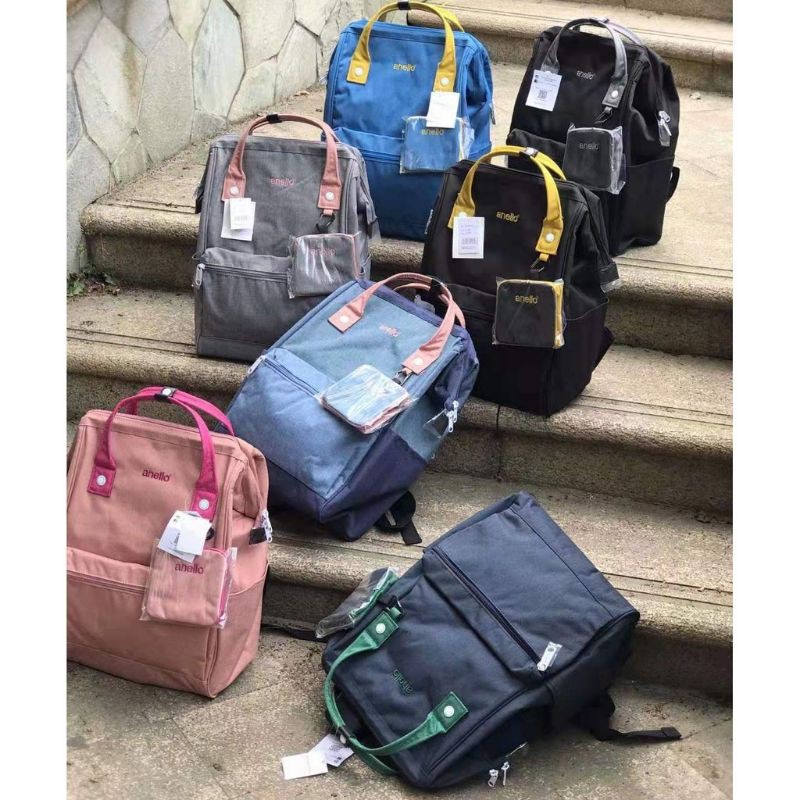 ✅️สั่งในไลฟ์ลด50%🔥H-180907🔥ลด12.12🔥กระเป๋า​เป้สะพายหลัง Anello​ Mottled Canvas​ ใบใหญ่ ของแท้ (สินค้