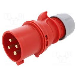 024-6V 32A,400V,4PIN(3P+E)สีแดง ยี่ห้อ PCE HACO ปลั๊กเสียบตัวผู้ ชนิดกันฝุ่น Plugs (with Cable Lock Gland Po