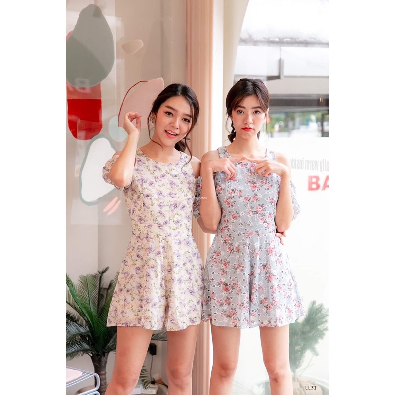 จั๊มสูท ใส่1ครั้ง แบรนด์ La mingnonne ไซส์ S จั๊มสูทขาสั้น จั๊มสูทมือสอง เสื้อผ้ามือสอง จั้มสูท จั้ม