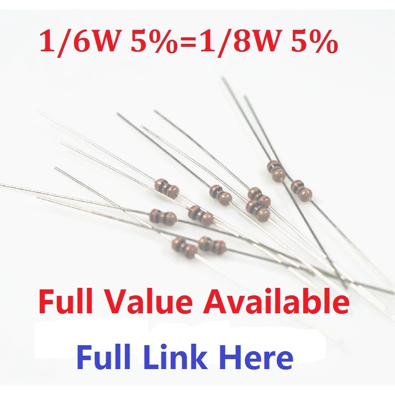 จัดส่งฟรี 1000 ชิ้น/ล็อต 1/6W 1/8W ตัวต้านทานฟิล์มคาร์บอน 0R 1M + 5% 10K ohm 10K 4.7k 2.2K 1K 100K 4