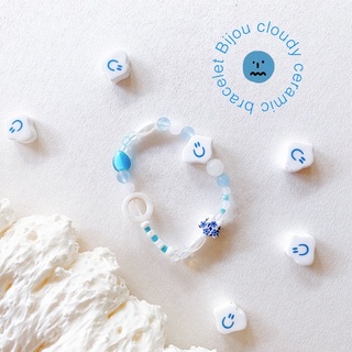 (พร้อมส่ง) Bijou cloudy ceramic bracelet กำไลไหมยืด