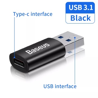 Baseus หัวแปลง 10Gbps Type C เป็น USB 3.1 อะแดปเตอร์ PD 3A อแดปเตอร์ Adapter Type C Female to USB Male