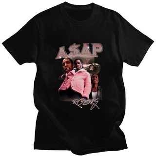 เสื้อยืดผู้ เสื้อยืดแขนสั้นลําลอง ผ้าฝ้าย 100% พิมพ์ลาย Rapper Asap Rocky แฟชั่นเรียบง่าย สไตล์ฮิปฮอป สําหรับผู้ชาย LHZY