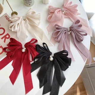 Women Drape Bowknot Hair Clip Pearl Hair Clamp Elegant Hairpin Hair Styling Tools Side Hair Claw Girls Clips Fashion Hair Accessories