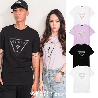 เสื้อยืดโอเวอร์ไซส์[พร้อมส่ง] Guess เสื้อยืดแขนสั้น พิมพ์ลายโลโก้สามเหลี่ยม สําหรับผู้ชาย และผู้หญิงS-3XL