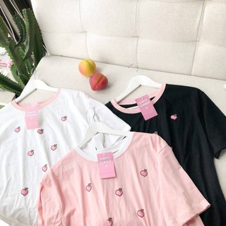เสื้อแขนสั้น Oversize ลายลูกพีช