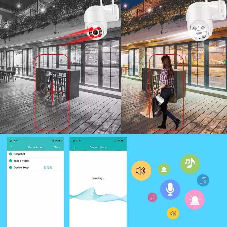 ICSEEรุ่นQ5-5MP -5ล้าน XM599-XMEYE icsee Pro H.265 FHD 5MP WiFi PTZกล้องIP Camera กลางแจ้ง PTZ Aiมนุษย์DETECTกล้องไร้สาย